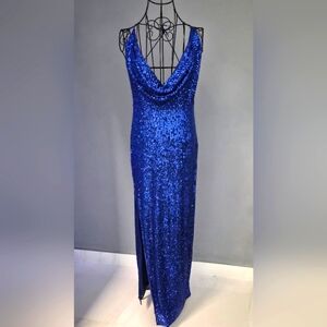 JAYGODFREY Blue Sequin Gown
